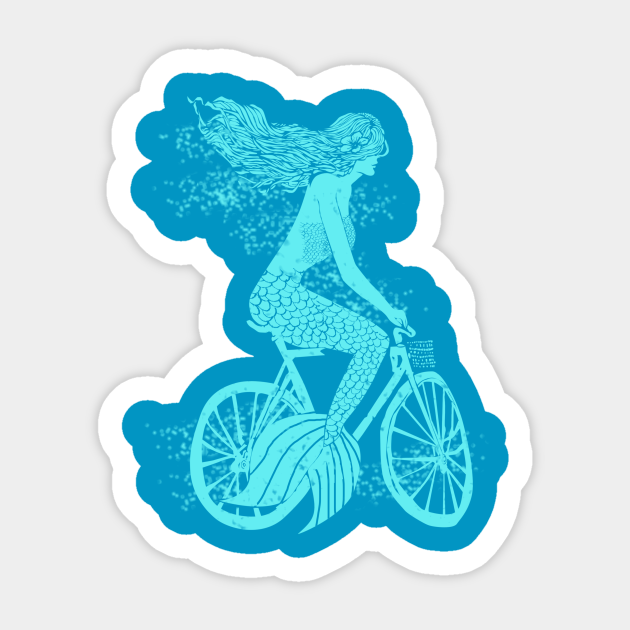 Mermaid on a Bike Mermaid Sticker TeePublic